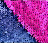 Sensory Wall Sequin Flip Fabric for Kids,0.2" Large Sequins Sensory Graffiti Fabric,Tactile Stimulation,Reversible Mermaid Fabric by The Yard (0.5yard(18"*49"), hot Pink + Blue Gray)
