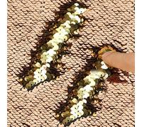 Sensory Wall Sequin Flip Fabric for Kids,0.2" Large Sequins Sensory Graffiti Fabric,Tactile Stimulation,Reversible Mermaid Fabric by The Yard (1yard(36"*49"), Champagne + Gold)