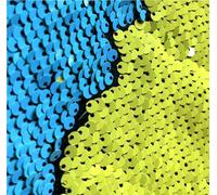 Sensory Wall Sequin Flip Fabric for Kids,0.2" Large Sequins Sensory Graffiti Fabric,Tactile Stimulation,Reversible Mermaid Fabric by The Yard (0.5yard(18"*49"), Yellow + Sky Blue)