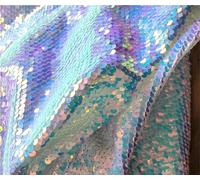 Sensory Wall Sequin Flip Fabric for Kids,0.2" Large Sequins Sensory Graffiti Fabric,Tactile Stimulation,Reversible Mermaid Fabric by The Yard (1yard(36"*49"), Mermaid Magic White)