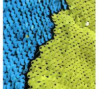 Sensory Wall Sequin Flip Fabric for Kids,0.2" Large Sequins Sensory Graffiti Fabric,Tactile Stimulation,Reversible Mermaid Fabric by The Yard (1yard(36"*49"), Yellow + Sky Blue)