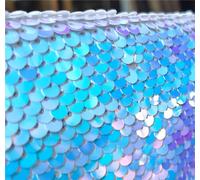 Sensory Wall Sequin Flip Fabric for Kids,0.2" Large Sequins Sensory Graffiti Fabric,Tactile Stimulation,Reversible Mermaid Fabric by the Yard (0.5yard(18"*49"), mermaid magic white)