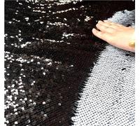 Sensory Wall Sequin Flip Fabric for Kids,0.2" Large Sequins Sensory Graffiti Fabric,Tactile Stimulation,Reversible Mermaid Fabric by the Yard (1yard(36"*49"), black + white)