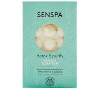 SenSpa Detox & Purify Massage Soap Bar - Natural Muscle Relief - Skin Smoothing - Sea Salt Exfoliation - Circulation Boost/Dual Sided Vegan Soap with Rosemary & Eucalyptus - 200g