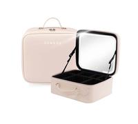 SENSSE Glow Up Case LED Makeup Travel Case with Mirror - Cosmetic Organizer with Adjustable Light, 3 Lighting Modes, Touch Dimmable HD Mirror, Rechargeable 2000mAh Battery & Adjustable Compartments