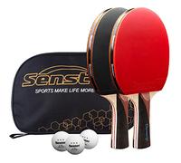 Senston Table Tennis Bats 2 Player Set, Ping Pong Paddle Set with Racket Case and balls