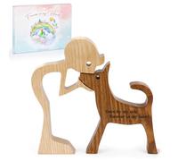 SENSUNIQ Dog Memorial Gifts, Cat Memorial Gifts, Wooden Carving Men and Dog Figura, Once by My Side Forever in My Heart - Sympathy Keepsake Dog Mom, Dog Dad for Loss of Pet (Dog and Man)