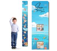 SENSUNIQ Wooden Growth Chart for Wall with Picture Frames, Kid Height Wall Chart, Wall Ruler Measuring Chart | Kids Bedroom, Playroom, Nursery Decor, Child's Room Wall Decoration (Ocean- with Frames)