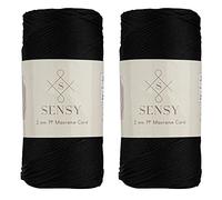 Sensy Premium 2 Pack of 2mm 251 Yards Polyester Rope 100% Polypropylene Cord Macrame Cord 2mm Crochet Bag Cord Macrame Rope Crochet Thread Gift for Knitter (Black)