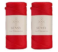 Sensy Premium 2 Pack of 2mm 251 Yards Polyester Rope 100% Polypropylene Cord Macrame Cord 2mm Crochet Bag Cord Macrame Rope Crochet Thread Gift for Knitter (Red)
