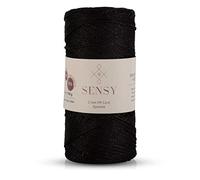 Sensy Premium 2mm 251 Yards Sparkle Polyester Rope 90% Polypropylene 10% Polyester Cord Macrame Cord 2mm Crochet Bag Cord Macrame Rope Crochet Thread Gift for Knitter (Black Sparkle)