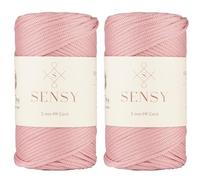 Sensy Premium 3mm 131 Yards Polyester Rope 100% Polypropylene Cord Macrame Cord 3mm Crochet Bag Cord Macrame Rope Crochet Thread Gift for Knitter (Pink)