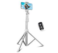 Sensyne 67" Phone Tripod & Selfie Stick, Extendable Cell Phone Tripod Stand with Wireless Remote and Phone Holder, Compatible with iPhone Android Phone, Camera (Silver)