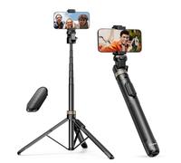 Sensyne 72" Phone Tripod, Extendable for iPhone & Selfie Stick with Detachable Phone Holder & Wireless Remote, Compatible with All Cell Phones, Camera, Black