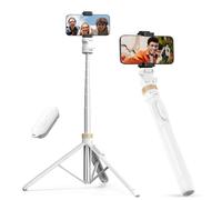 SENSYNE 72" Phone Tripod, Extendable for iPhone & Selfie Stick with Detachable Phone Holder & Wireless Remote, Compatible with All Cell Phones, Camera (White)