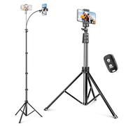 Sensyne 88" Phone Tripod, Selfie Stick Tripod with 14.95" Flexible Gooseneck, Overhead Cell Phone Stand for Video Recording, Photography, Compatible with Phone, Camera