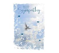 Sent with Deepest Sympathy Card with Peaceful Dove Image in Sky.