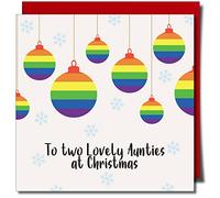 SENT WITH PRIDE SENTWITHPRIDE.COM Greeting Card - Two Lovely Aunties at Christmas - Approx 150mm x 150mm Premium Card