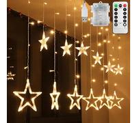SENTAIMAO Christmas LED Stars Curtain Lights,12 Stars 138 LED Curtain String Lights Memory Window Lights with 8 Modes Decoration for Christmas, Party,Patio Garden
