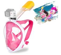 SENTAIMAO Full Snorkel Mask Full Face Snorkel Mask adult with Panoramic View/Anti-fog Anti-leak Design/Sports Camera Mount (pink L/XL)