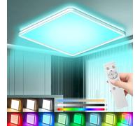 Sentasi 24W Dimmable LED Ceiling Light with Remote Control, 7 Colour Changing RGB Backlight, 3000K/4000K/6500K Ultra Thin Living Room Ceiling Light for Bedroom/Living Room/Kitchen 3200LM