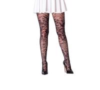 SENTELEGRI Chantilly 30 Denier Patterned Tights for Women - Elegant Lace Design, Soft & Stretchy, Sheer Floral Hosiery (UK, Alpha, XL, Plus, Tall, Black)