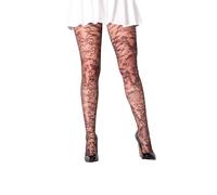 SENTELEGRI Chantilly 30 Denier Patterned Tights for Women - Elegant Lace Design, Soft & Stretchy, Sheer Floral Hosiery (UK, Alpha, XL, Plus, Tall, Brown)