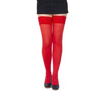 SENTELEGRI Colourful Opaque 40 Denier Microfibre Hold Ups Stockings, Sizes S-XXL (Large, Red)
