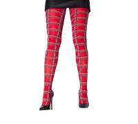 SENTELEGRI Tartan Pattern Tights - Fashion Printed Opaque Tights for Women - Soft, Stretchy & Comfortable - Stylish Check Design (UK, Alpha, XXL, Plus, Tall, Red)