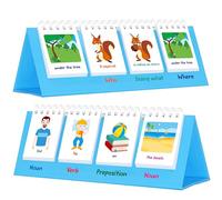 Sentence Flip Charts, 80 Double Sided Cards 40 Sentences, Learn Parts of Speech Who/What/Where Sentence Building Freestanding Flip Chart Educational Tool for Preschool Kindergarten 1st 2nd Grade