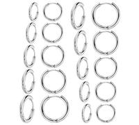 Senteria 10 Pairs Round Earrings Set for Women Men Girls Lightweight Cartilage Earring Stainless Steel Endless Hypoallergenic 10-18MM Stainless Steel, Stainless Steel
