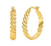 Senteria 14K Gold Plated Hoops Earrings for Women Hypoallergenic Large Gold Hoop Earring Lightweight Big Hoop Earrings for Women 30MM