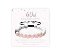 Senteria 16th 18th 21th 30th 40th 50th 60th 70th Birthday Gifts for Women Adjustable Natural Stone Healing Crystal Rope Bracelets for Women Birthday Gifts with Card for Mum Daughter Sister Grandma
