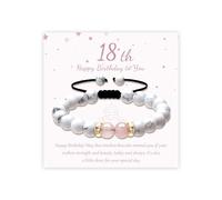 Senteria 16th 18th 21th 30th 40th 50th 60th 70th Birthday Gifts for Women Adjustable Natural Stone Healing Crystal Rope Bracelets for Women Birthday Gifts with Card for Mum Daughter Sister Grandma