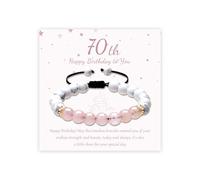 Senteria 16th 18th 21th 30th 40th 50th 60th 70th Birthday Gifts for Women Adjustable Natural Stone Healing Crystal Rope Bracelets for Women Birthday Gifts with Card for Mum Daughter Sister Grandma