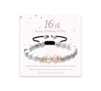 Senteria 16th 18th 21th 30th 40th 50th 60th 70th Birthday Gifts for Women Adjustable Natural Stone Healing Crystal Rope Bracelets for Women Birthday Gifts with Card for Mum Daughter Sister Grandma