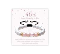 Senteria 16th 18th 21th 30th 40th 50th 60th 70th Birthday Gifts for Women Adjustable Natural Stone Healing Crystal Rope Bracelets for Women Birthday Gifts with Card for Mum Daughter Sister Grandma