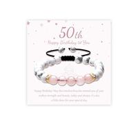 Senteria 16th 18th 21th 30th 40th 50th 60th 70th Birthday Gifts for Women Adjustable Natural Stone Healing Crystal Rope Bracelets for Women Birthday Gifts with Card for Mum Daughter Sister Grandma