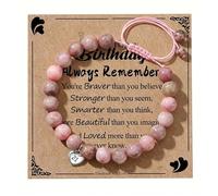 Senteria 21th Natural Stone Healing Crystal Bracelets Adjustable Birthday Bracelets for Womens Pink Zebra Bracelet Birthday Gift for Friends Mom Couple Daughter Grandmother with Encourage Quote Card