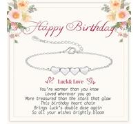 Senteria 40th Birthday Gifts for Women,Sterling Silver Bracelet Adjustable Silver Heart Bracelets for Women with Birthday Cards for Mum Daughter Sister Nana
