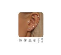 Senteria 5 Pairs Sterling Silver Hoop Earrings Small Silver Hoop Earrings Hypoallergenic Cubic Zirconia Huggie Earring Cartilage Sleepers Small Hoops Earring Sets 8/10/12/14/16mm
