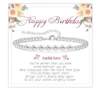 Senteria 70th Birthday Gifts for Women Adjustable Beaded Heart Sterling Silver Bracelet with Card Hypoallergenic Birthday Presents for Mum Her Grandma Ladies Female