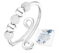 Senteria 925 Sterling Silver Anxiety Rings for Women Adjustable Fidget Rings for Anxiety with Beads Silver Stress Spinner Thumb Rings for Women with Grandmother