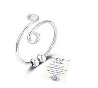 Senteria Anxiety Rings for Women 925 Sterling Silver Fidget Rings for Anxiety Women Adjustable Open Ring with Spinner Bead Stress Relief Thumb Ring Gifts for Women Men