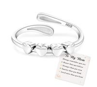 Senteria Anxiety Rings for Women 925 Sterling Silver Rings with Heart Adjustable Silver Stress Spinner Ring Thumb Fidget Ring for Anxiety Women to Mom