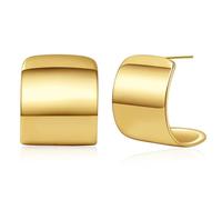Senteria Earrings Silver 925 Creole Light 14K Stud Earrings Gold Plated Hypoallergenic Chunky Huggie Statement Golden Earrings for Women, Copper, No Gemstone
