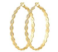 Senteria Gold Hoops Earrings for Women,14K Gold Plated Hoop Earrings with Cubic Zirconia Hypoallergenic Large Gold Hoops Earring Lightweight Big Twisted Hoop Earring 50MM