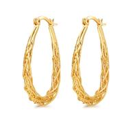 Senteria Gold Oval Hoop Earrings for Women Hypoallergenic 14K Gold Plated Hoop Earrings Lightweight Thick Twisted Hoops