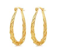 Senteria Gold Oval Hoop Earrings for Women Hypoallergenic 14K Gold Plated Hoop Earrings Lightweight Thick Twisted Hoops