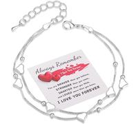 Senteria Silver for Women a perfect Mother's Day 925 Sterling Silver Heart Bracelet Layered Bracelet Adjustable Friendship Bracelets Charm Bracelets for Womens